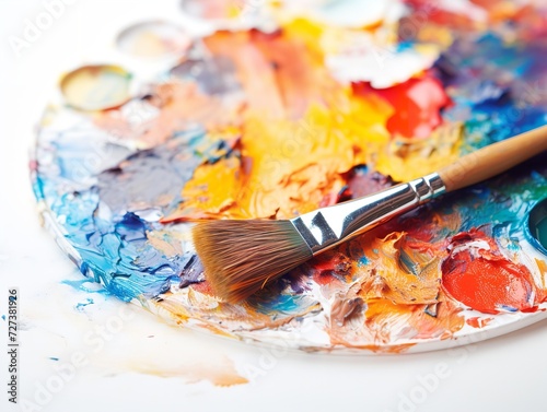 Paintbrush with Vibrant Paints Creativity in Color Isolated on White Background AI Generated