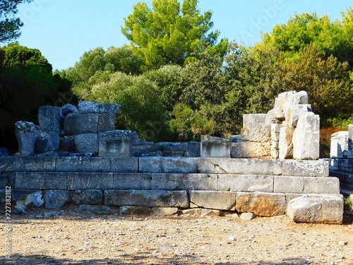 Ruins of the old temple of Themis and Nemesis, in Rhamnous, Attica, Greece photo