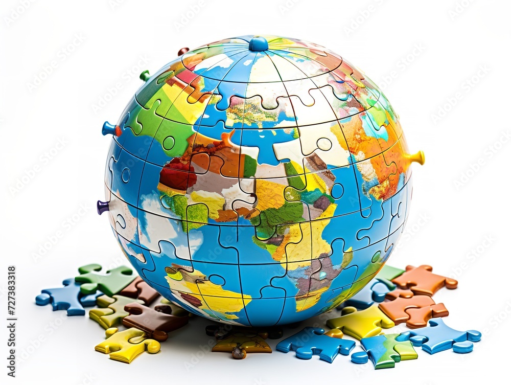 Puzzle Globe Global Unity and Solution Isolated on White Background AI Generated Puzzle Globe Global Unity and Solution Isolated on White Background AI Generated