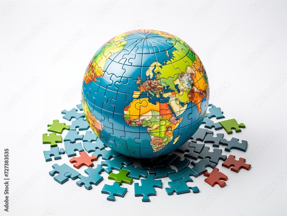 Puzzle Globe Global Unity and Solution Isolated on White Background AI Generated Puzzle Globe Global Unity and Solution Isolated on White Background AI Generated