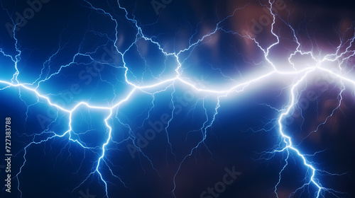 Lightning on the sky, gloomy ominous storm clouds background © win