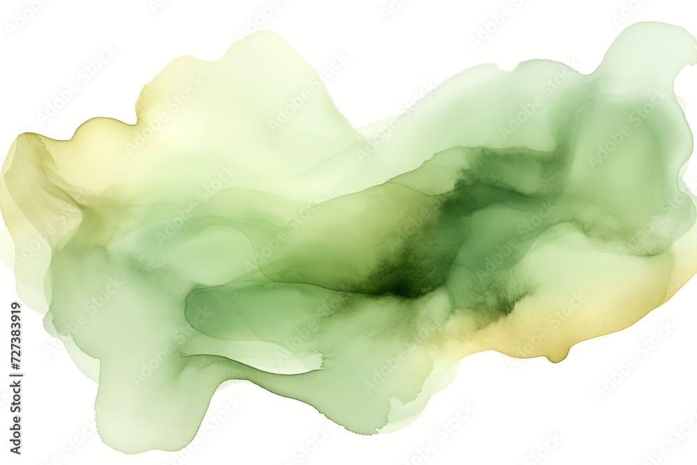 Fototapeta premium Abstract Wave in warm green collors, Watercolor Art