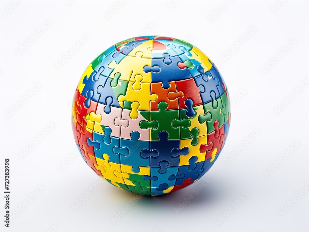 Puzzle Globe Global Unity and Solution Isolated on White Background AI Generated