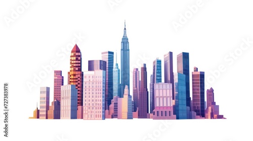 Illustration depicting the construction site of skyscrapers  showcasing the development of high-rise office and urban buildings  isolated on a white background