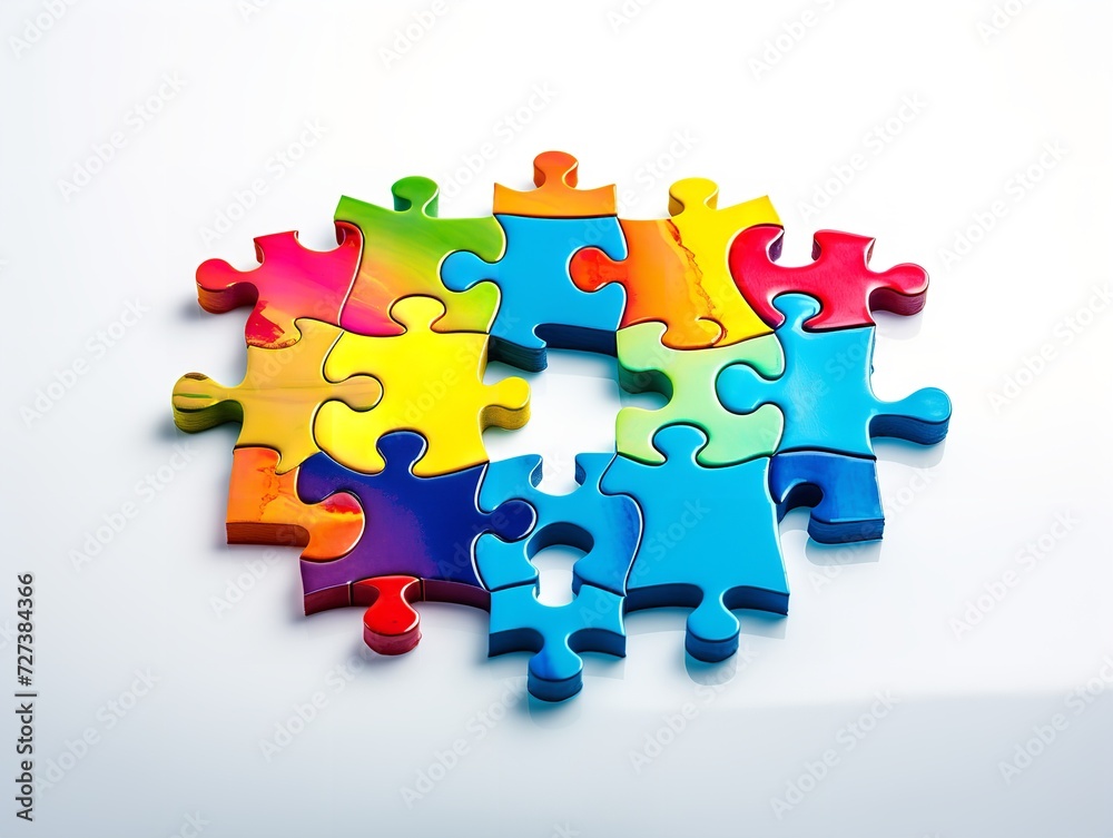 Puzzle Pieces Coming Together Collaboration and Connection Isolated on White Background AI Generated