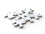 Puzzle Pieces Coming Together Collaboration and Connection Isolated on White Background AI Generated