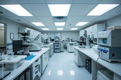 A Lab Bursting With Abundant Lab Equipment, A medical laboratory filled with machines, AI Generated photo