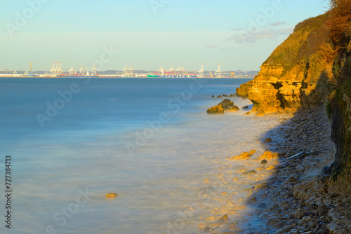 edge of Normandy cliff facing Le Havre in the background