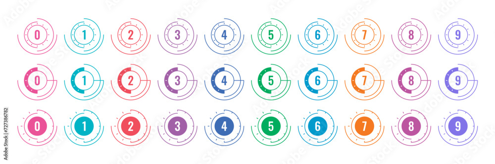 set of digital circles, futuristic circles and numbers 0-9. 0-9 numbers for web, internet, business and education set of digital circles, futuristic circles and numbers 0-9. 0-9 numbers for web, internet, business and education