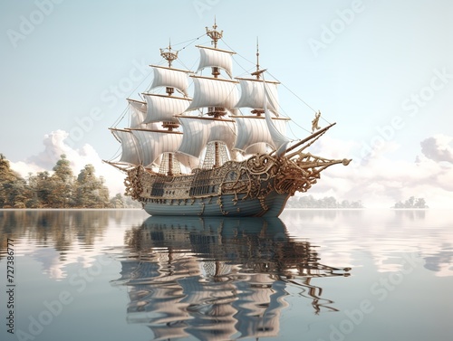 Ship in a Bottle Navigating Dreams Isolated on White Background AI Generated