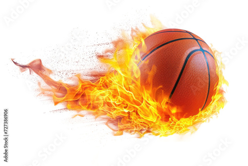 A basketball on fire isolated on transparent background.