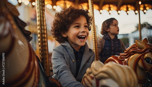 Little Boy Riding a Merry Go Round © Anna