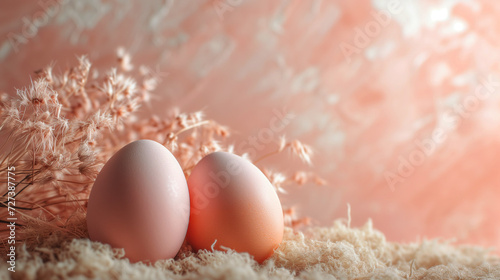 Easter eggs decoration in peach color, ai