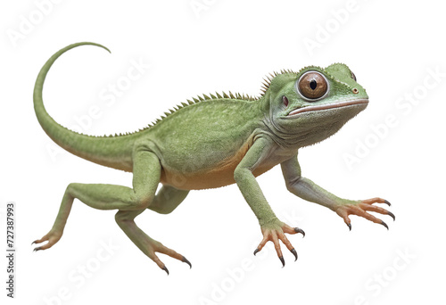 funny iguana animals in full body jumping through the picture isolated against transparent background