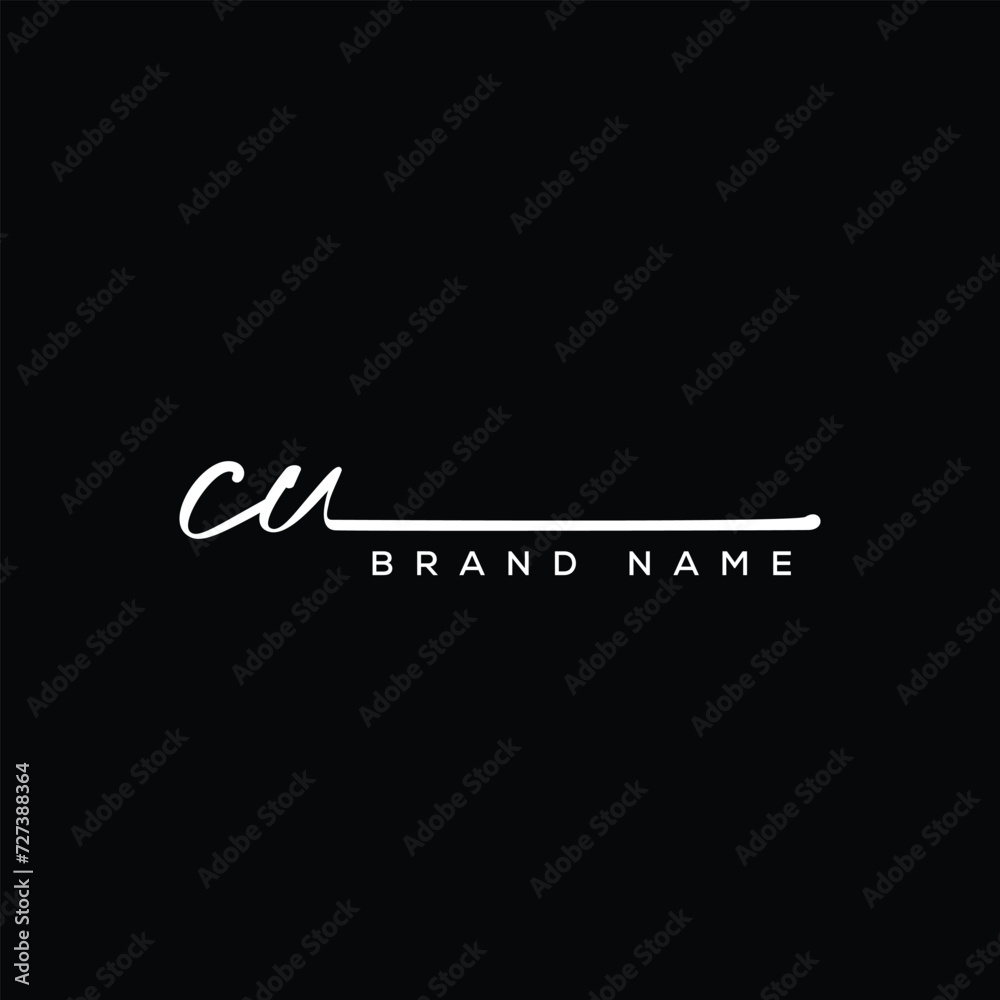 CU letter beauty handwriting vector logo. 