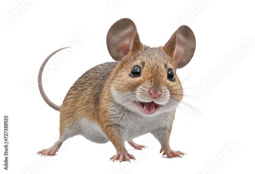 funny mouse animal in full body jumping through the picture isolated against transparent background