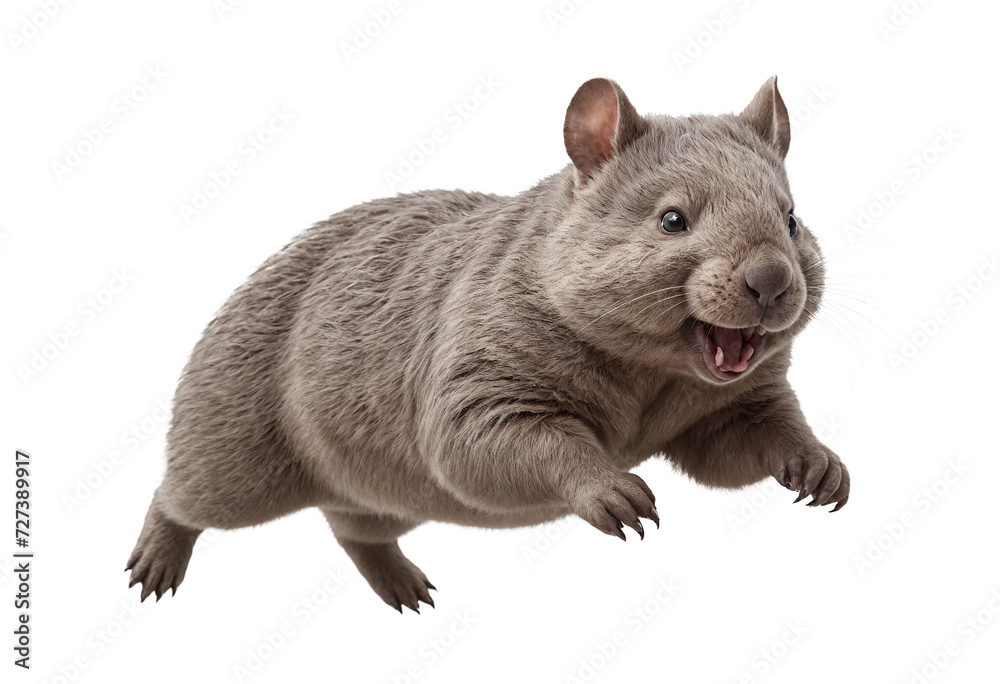 funny wombat animals in full body jumping through the picture isolated against transparent background funny wombat animals in full body jumping through the picture isolated against transparent background