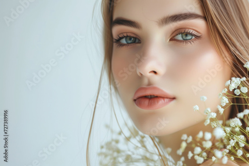 Portrait of beauty caucasian woman with perfect healthy glow skin facial, Beauty women beauty skincare concept. Skin care. Woman with beauty face and healthy facial skin portrait.