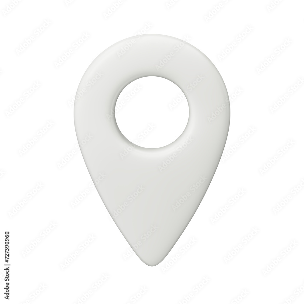 volumetric realistic white model of a geographic marker or geographic position on a white background. Symbol, sign or mark. 3d render volumetric realistic white model of a geographic marker or geographic position on a white background. Symbol, sign or mark. 3d render