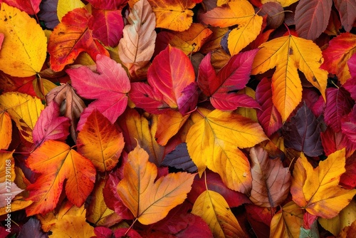 Wallpaper Mural A bunch of vibrant, multi-colored leaves covering the forest floor in a beautiful array of autumn colors, A vibrant portrait of fall foliage as a Thanksgiving backdrop, AI Generated Torontodigital.ca