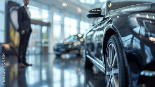 luxury car showroom with a professional salesman © ffphoto