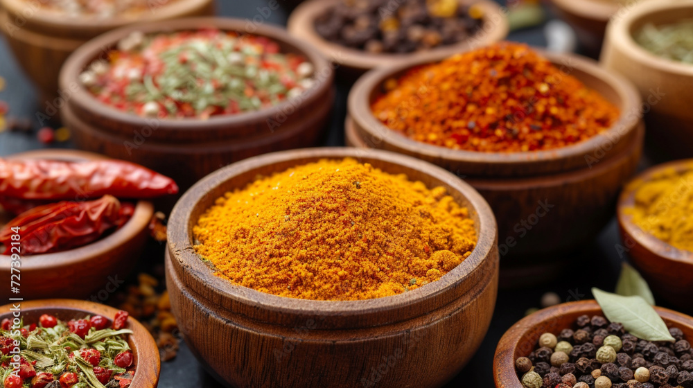 An array of Spices ready to be used for a sumptuous meal