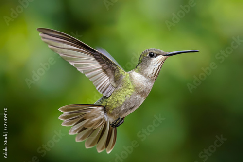 A slow-motion capture of a hummingbird in flight, showcasing the precision and grace of its movements. Concept of beauty in nature's speed. Generative Ai.