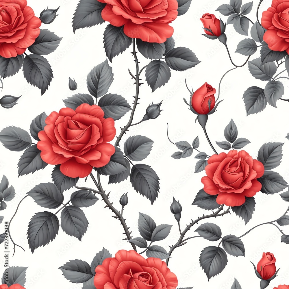 Classic Red Roses with Monochrome Leaves