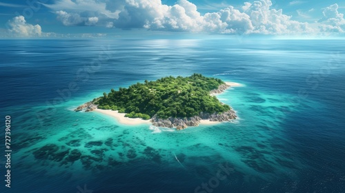 A small island in the northeast, surrounded by turquoise blue water and white sand beaches photo