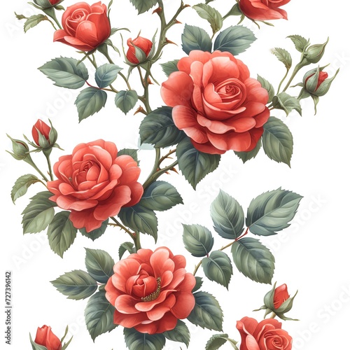Elegant Red Rose Cluster Artwork