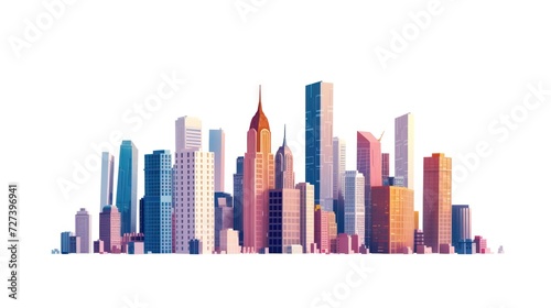 illustration of a construction site for skyscrapers  featuring the evolution of high-rise office and urban buildings. White background isolation