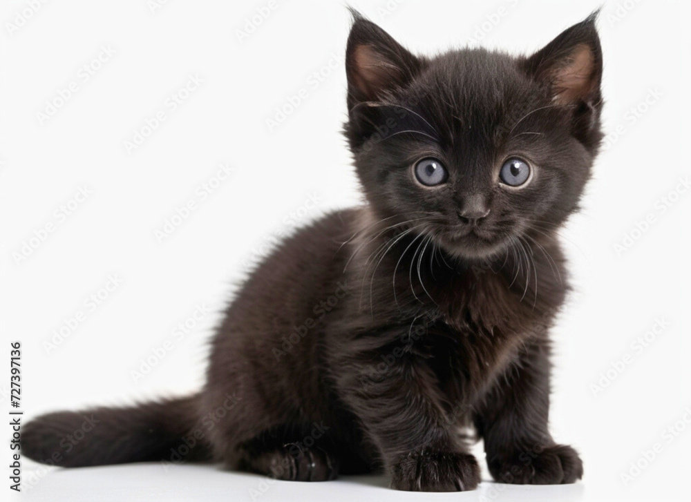 black kitten on a white background