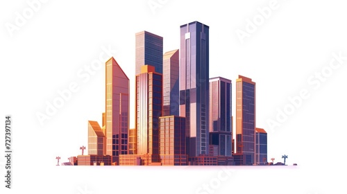 Simple illustration depicting the construction site of skyscrapers  showcasing the development of high-rise office and urban buildings  isolated on a white background