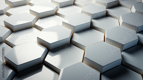 Abstract 3D Background with White Hexagons