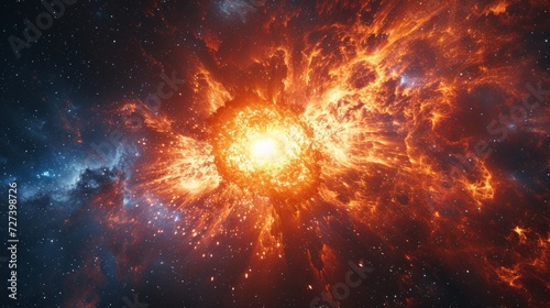 A cosmic explosion, a supernova unleashing its immense energy and light.