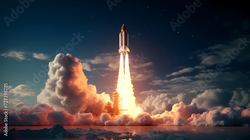 Amazing scene of a space rocket launching from Earth
