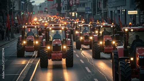 Farmers' Protest Unveils City Streets in a Powerful Stand Against Tax Hikes and Benefit Cuts, Tractors Lined as Symbols of Resistance  © ArtBox