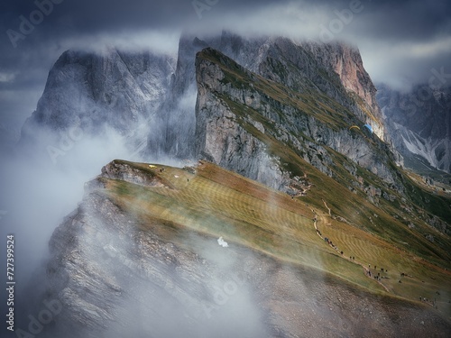 Seceda mountain in Dolomites, Italy