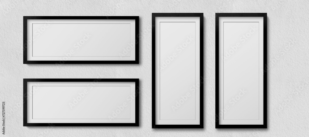 Realistic picture frame collage isolated on white background for mockup. Perfect for your presentations. wall interior with photo frame collage.
