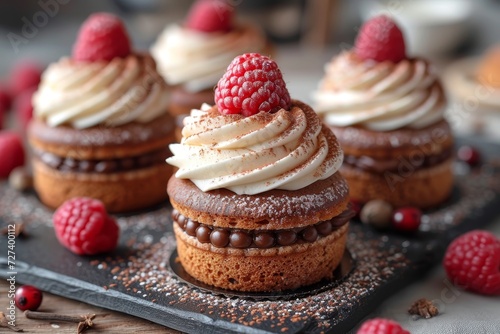Wallpaper Mural An array of delectable cupcakes adorned with fresh raspberries and creamy toppings, perfect for satisfying your sweet tooth and adding a touch of elegance to any occasion Torontodigital.ca