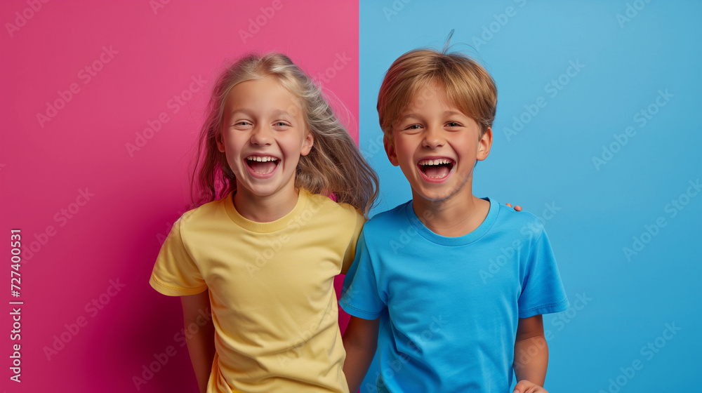 Two Young Children Standing Next to Each Other Two Young Children Standing Next to Each Other