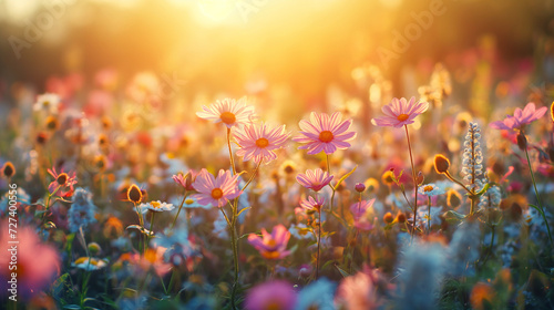 A Field Full of Pink and Yellow Flowers © mattegg