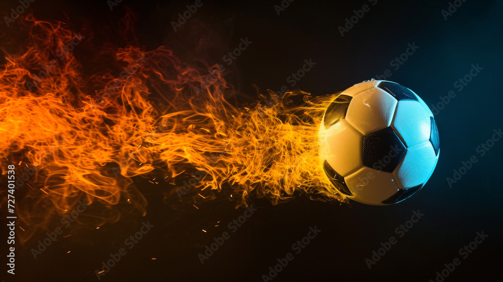 Fototapeta premium kinetic energy of a suspended soccer ball frozen in mid-air
