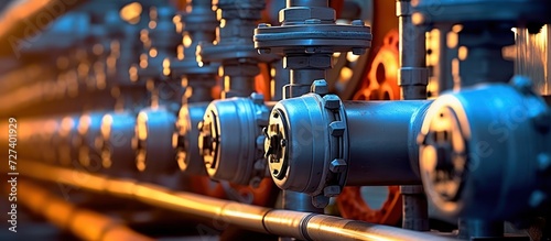 Pipelines and valves are seen at the contraction