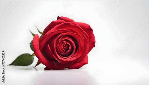 single red rose macro on white background  greetings card for valentine s day or weddings 