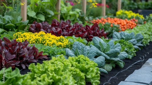 A themed vegetable garden, with vegetables arranged in patterns or colors for visual appeal