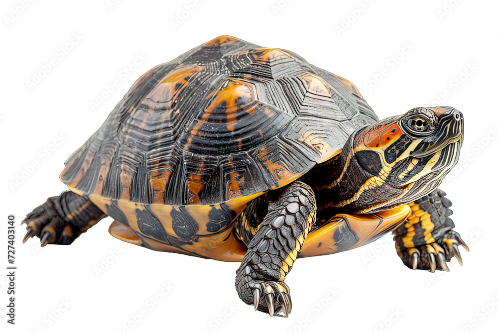 side view of turtle isolated on transparent background ,generative ai
