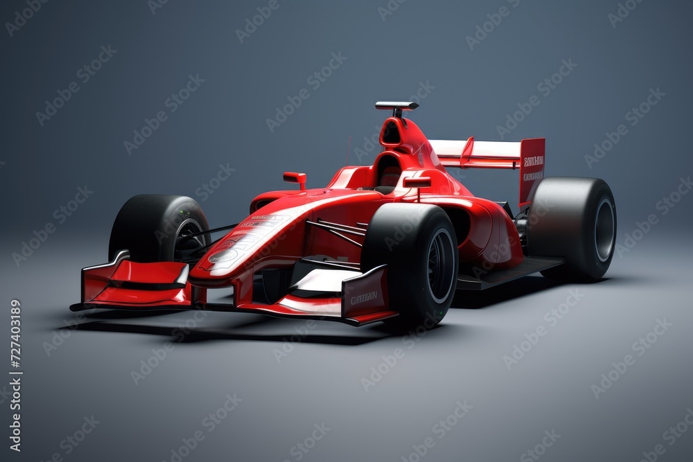 Witness the speed and power of a red race car as it dominates the neutral gray background, Red formula car, AI Generated Witness the speed and power of a red race car as it dominates the neutral gray background, Red formula car, AI Generated