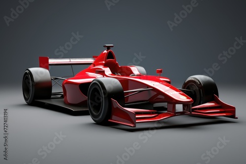 A striking red race car stands out against a simple gray background, capturing the essence of speed and power, Red formula car, AI Generated