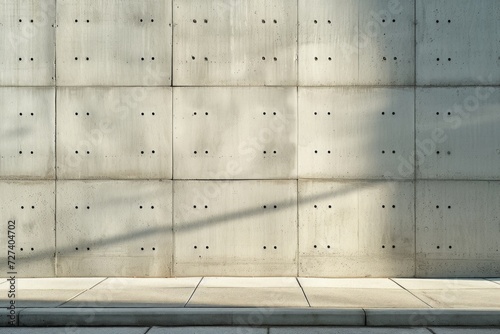 A smooth, gray concrete wall, embodying minimalist simplicity with its clean ...